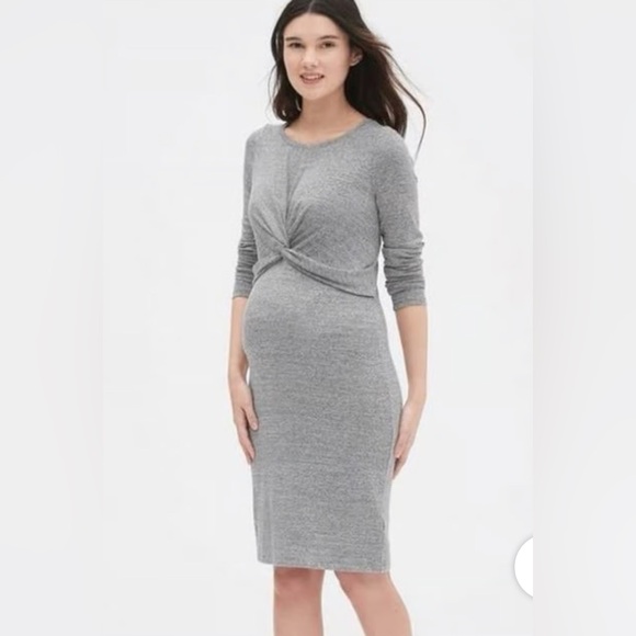 Gap Gray Knotted Twist Front Maternity Dress M so soft - Picture 1 of 1